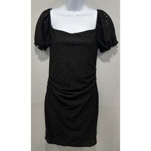 Heart and Hips Mini Dress Women's Large Black Eyelet Lining Stretch Pull Over